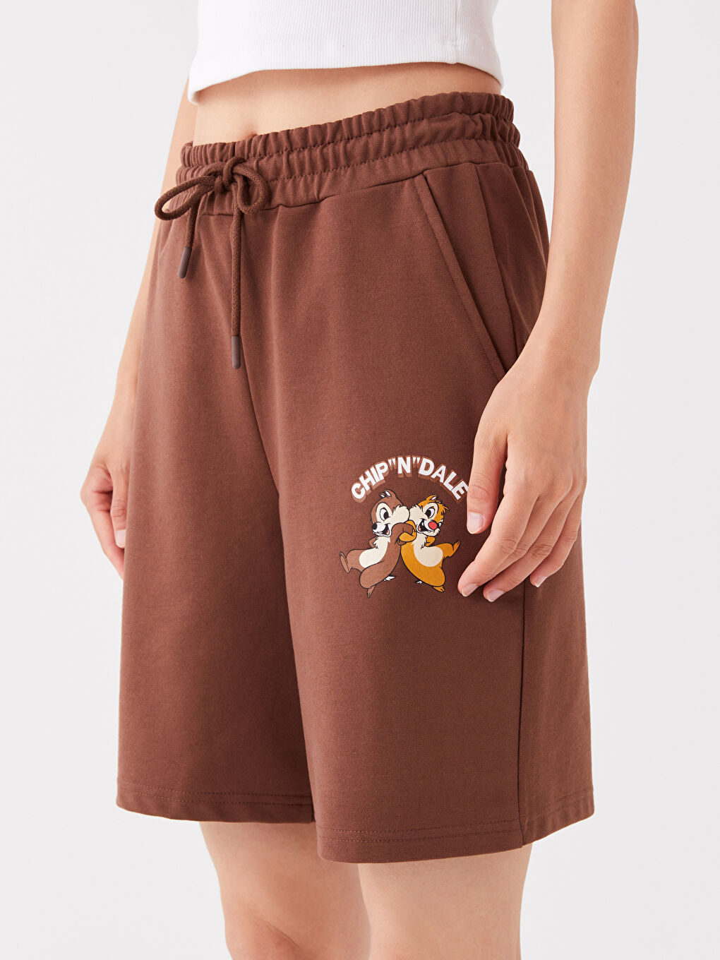 Elastic Waist Chip'n Dale Printed Women's Shorts -S3HM09Z8-HJZ