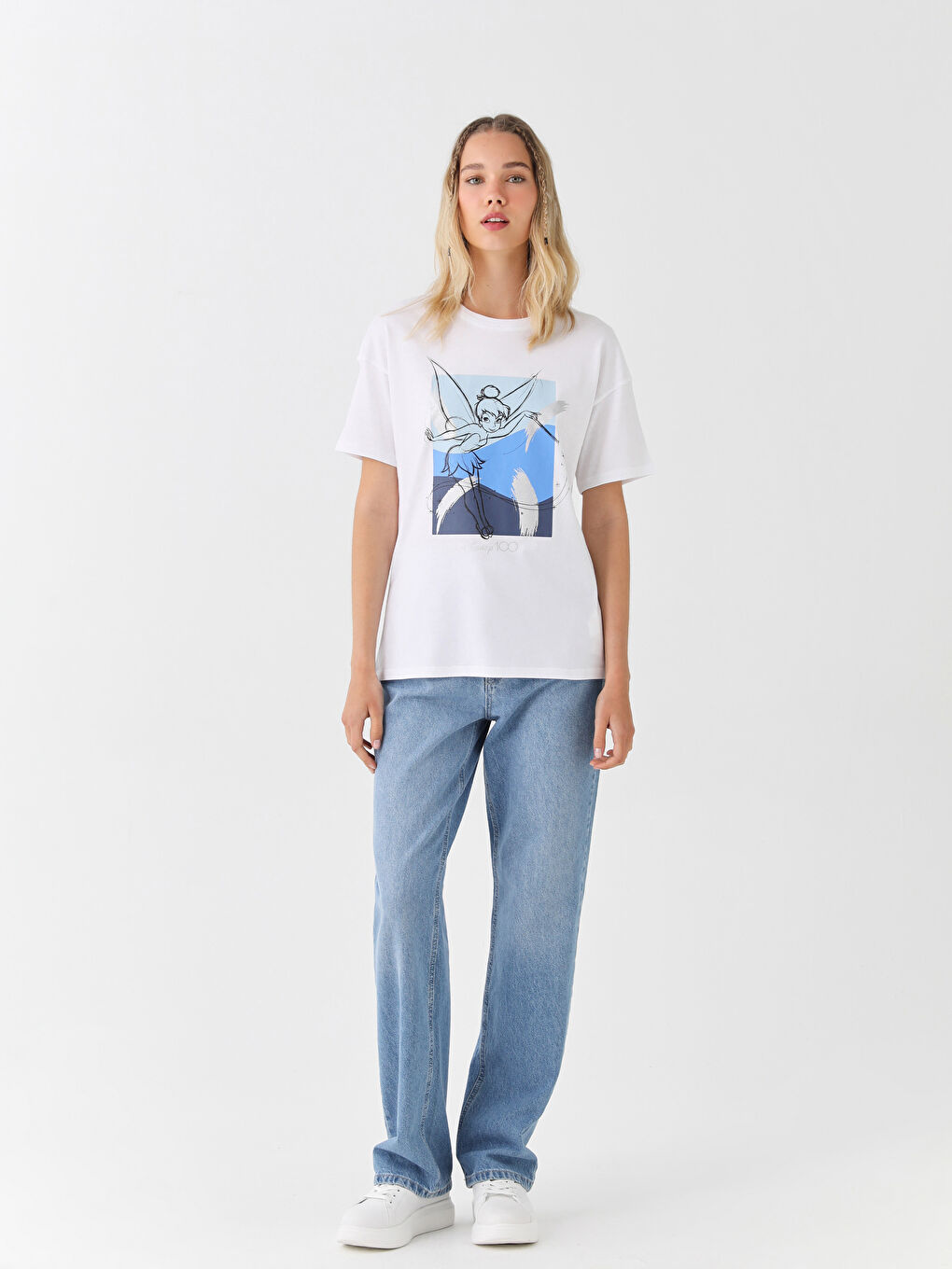 LCW Vision Rundhalsausschnitt Tinker Bell Bedrucktes Kurzarm T-Shirt für Damen -S3HM13Z8-Q6K