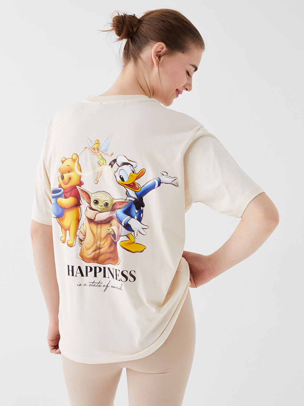 Crew Neck Donald Duck Printed Short Sleeve Oversize Women's T-Shirt