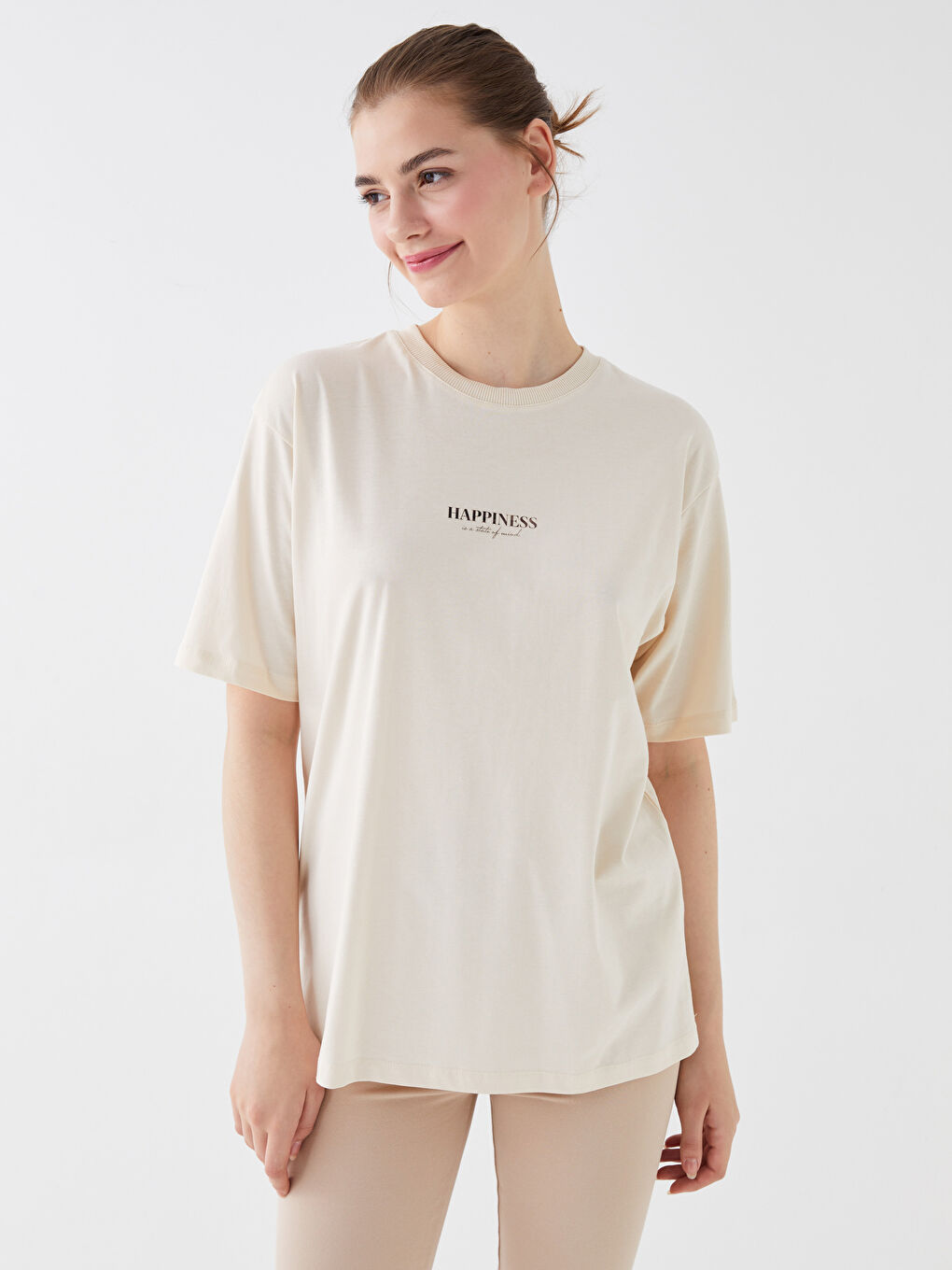 Crew Neck Donald Duck Printed Short Sleeve Oversize Women's T-Shirt-1