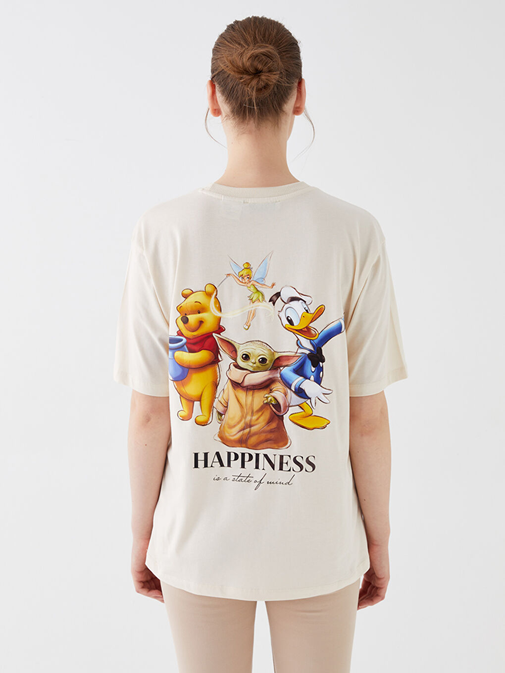 Crew Neck Donald Duck Printed Short Sleeve Oversize Women's T-Shirt-4