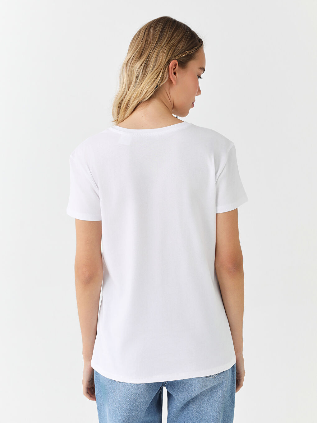 Tricou imprimat Lilo & Stitch pentru Femei cu Guler Rotund-4