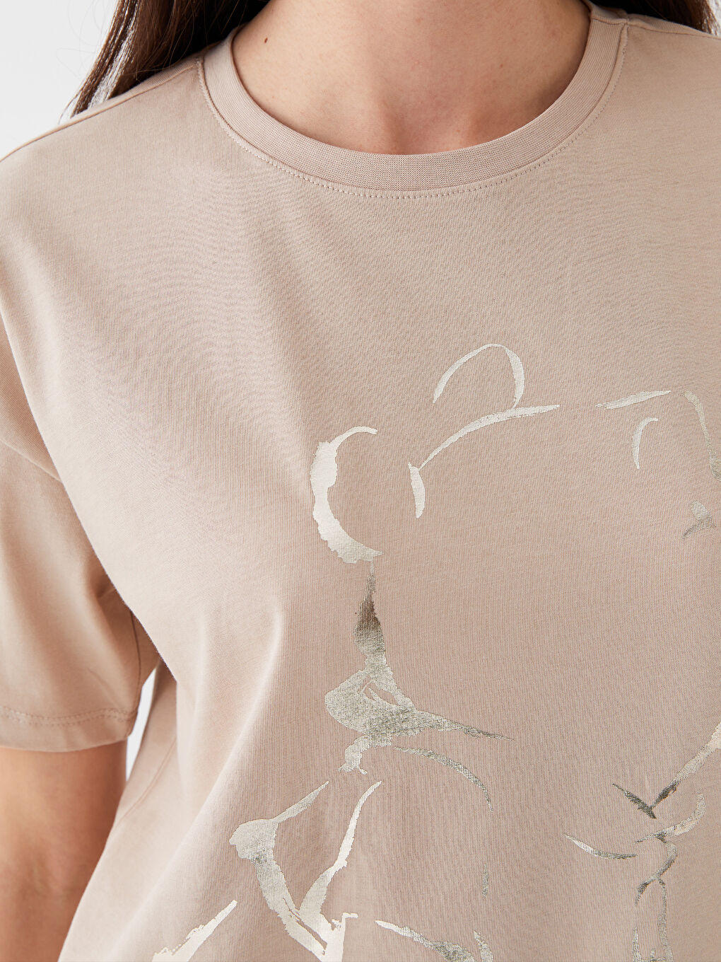 Crew Neck Winnie The Pooh Printed Short Sleeve Women's T-Shirt-3