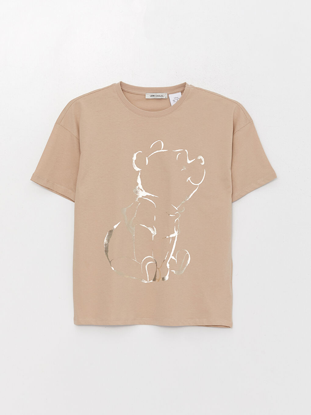 Crew Neck Winnie The Pooh Printed Short Sleeve Women's T-Shirt-5