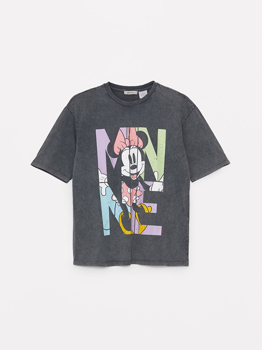 Tricou Supradimensionat pentru Femei cu Guler Rotund, Imprimat Minnie Mouse, Mânecă Scurtă-5