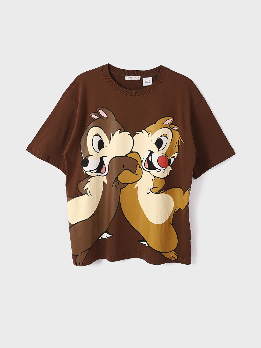 Crew Neck Chip'n Dale Printed Short-Sleeve Oversized Women's T-Shirt-5