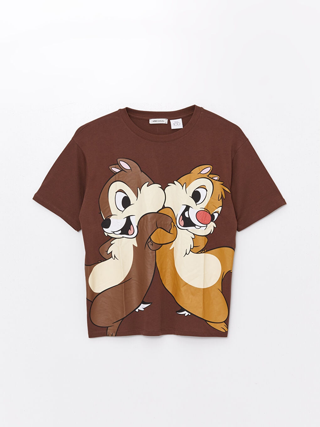 Crew Neck Chip'n Dale Printed Short-Sleeve Oversized Women's T-Shirt-4