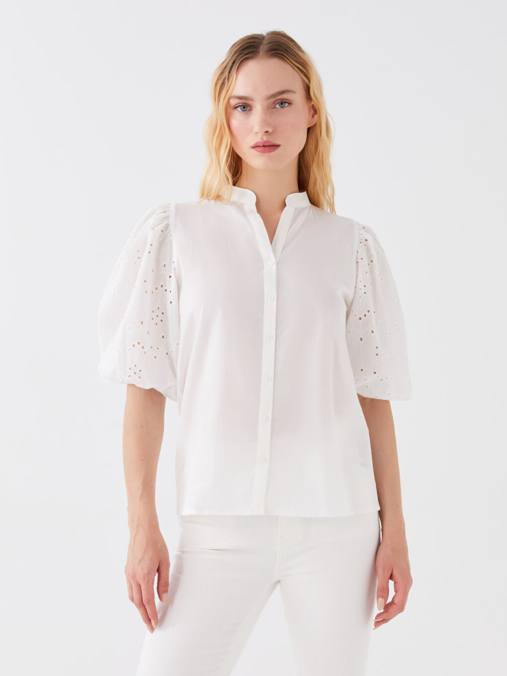 Chemise pour Femmes à Motifs avec Col Henley