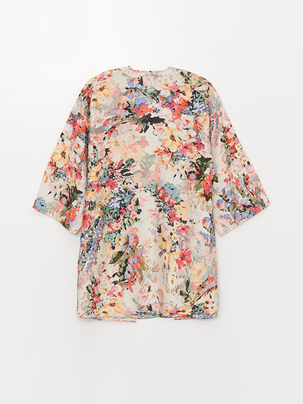 Mercan Şal Yaka Çiçekli Kadın Kimono-6