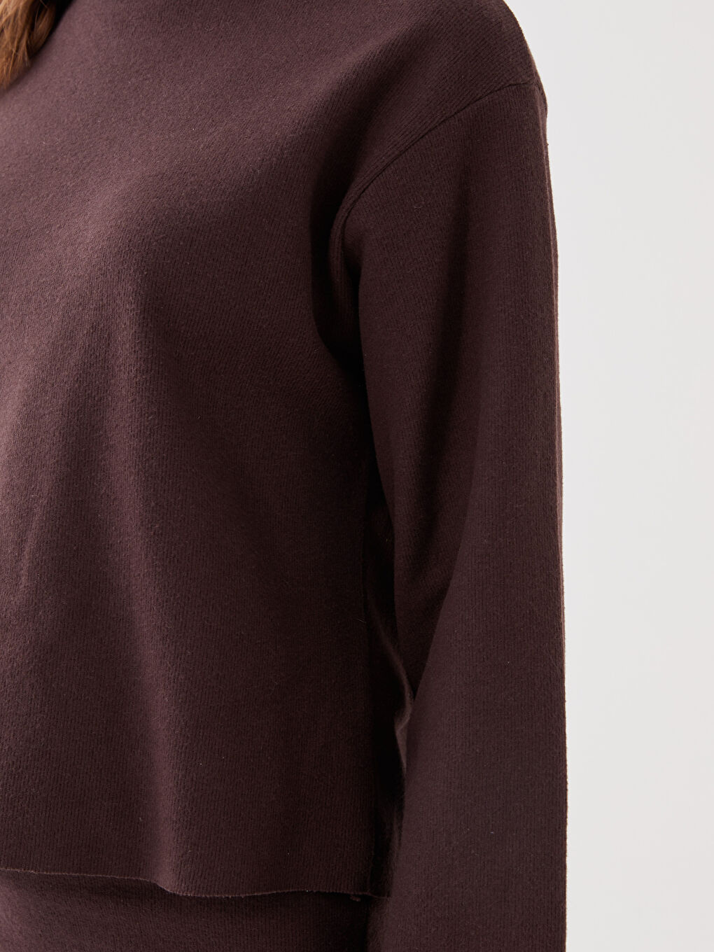 Толстовка с длинным рукавом и воротником-трубой для женщин, однотонная-3