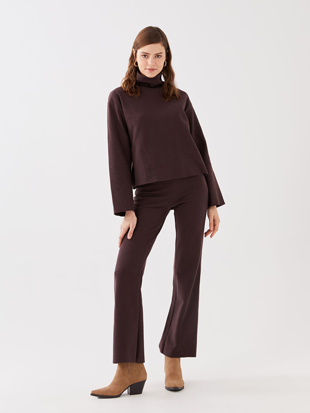 Pantalon de survêtement uni à jambe large et taille élastiquée pour femmes