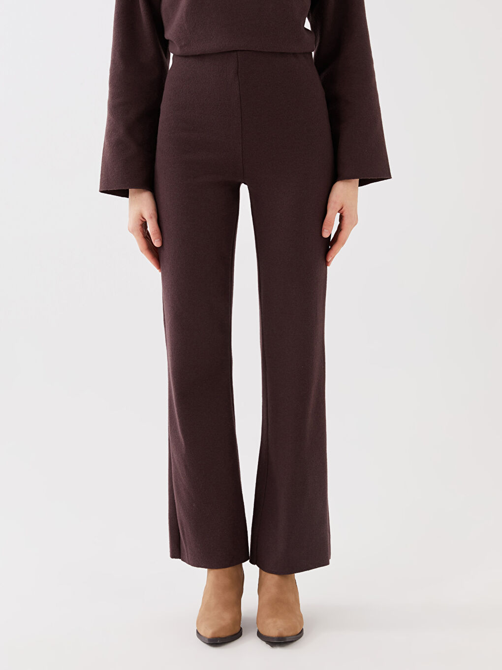 Pantalon de survêtement uni à jambe large et taille élastiquée pour femmes-3