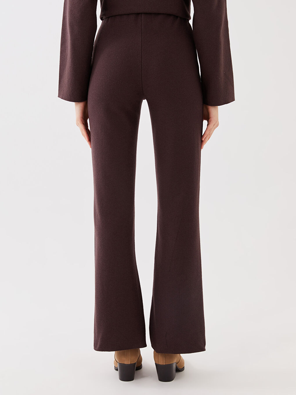 Pantalon de survêtement uni à jambe large et taille élastiquée pour femmes-4