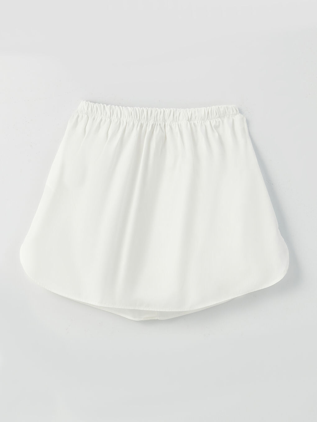 Beyaz Kadın Beli Lastikli Düz Gömlek Etek İçlik-3