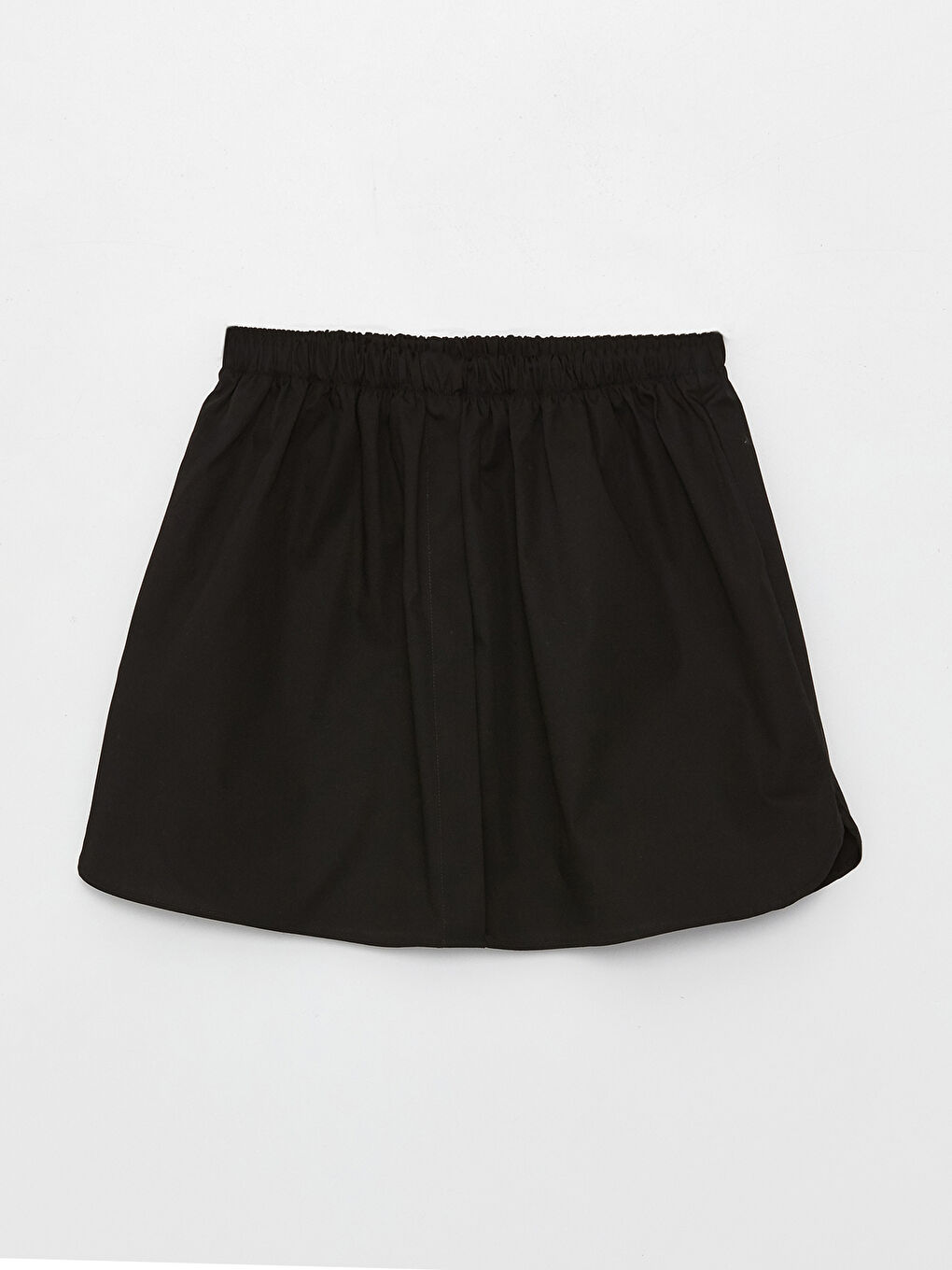 Siyah Kadın Beli Lastikli Düz Gömlek Etek İçlik-3