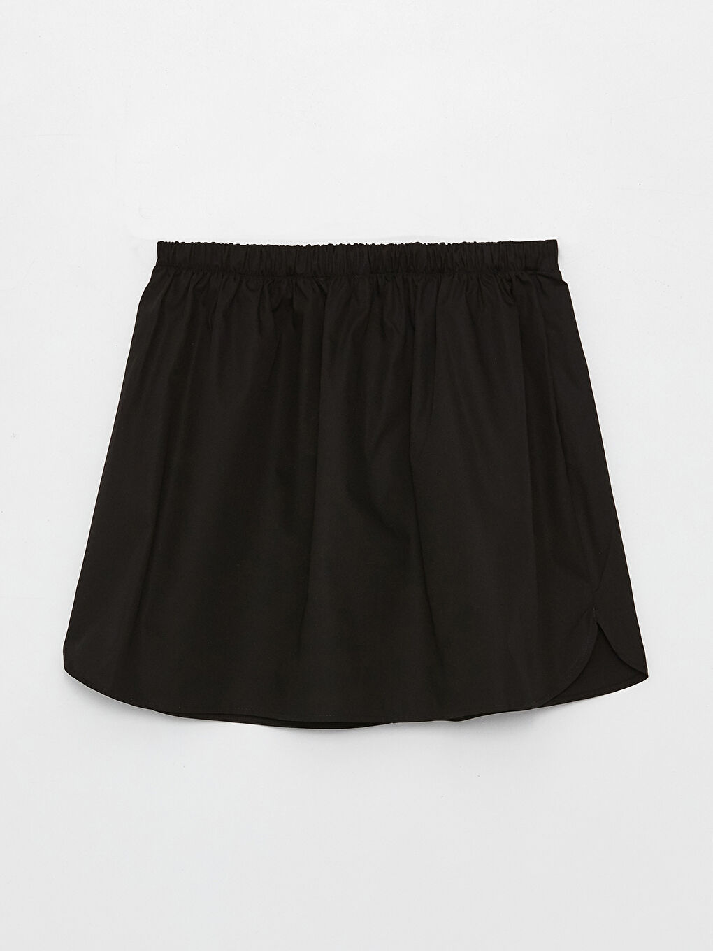 Siyah Kadın Beli Lastikli Düz Gömlek Etek İçlik-4