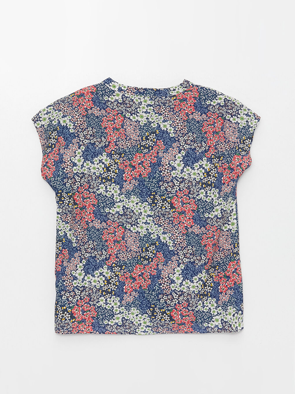 Tie Neck Floral Short Sleeve Women's Blouse-6