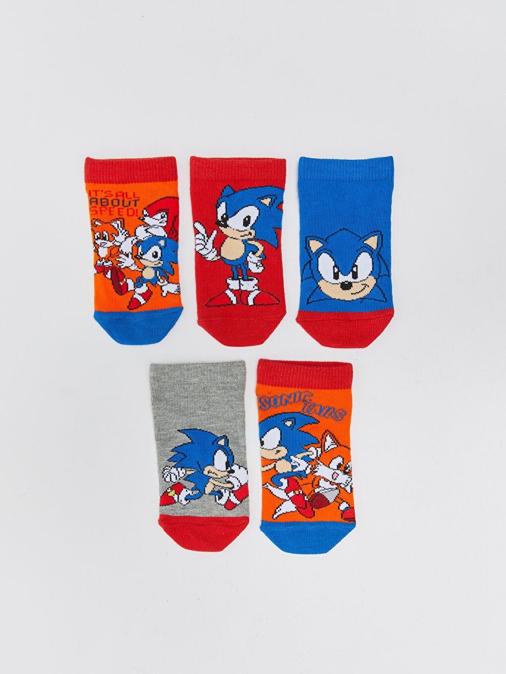 Sonic Patterned Boys' Trainer Socks 5 Pack