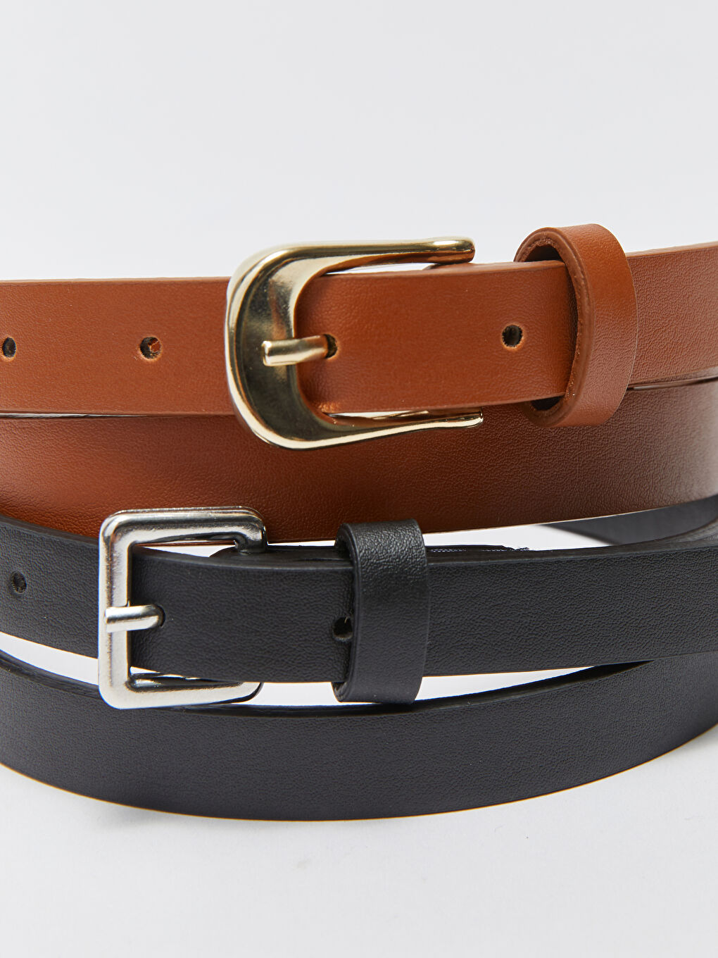 Leather Look Slim Woman Belt 2 Pack-5