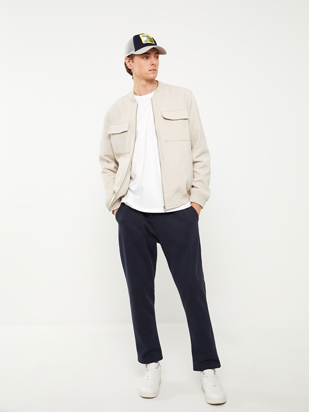 Lacivert Slim Fit Erkek Kalın Eşofman Altı