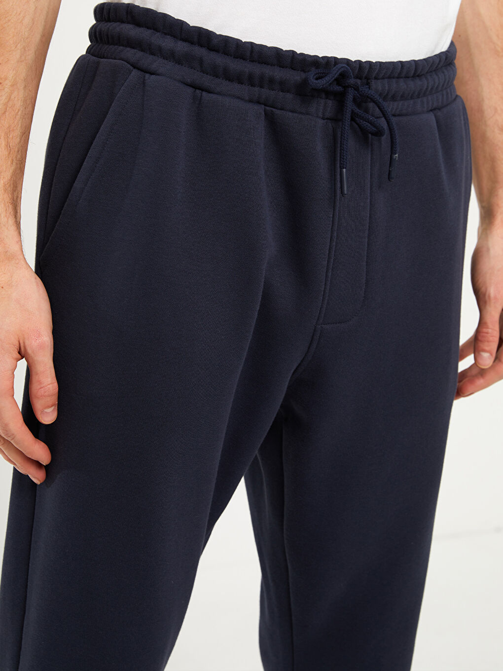 Lacivert Slim Fit Erkek Kalın Eşofman Altı-2