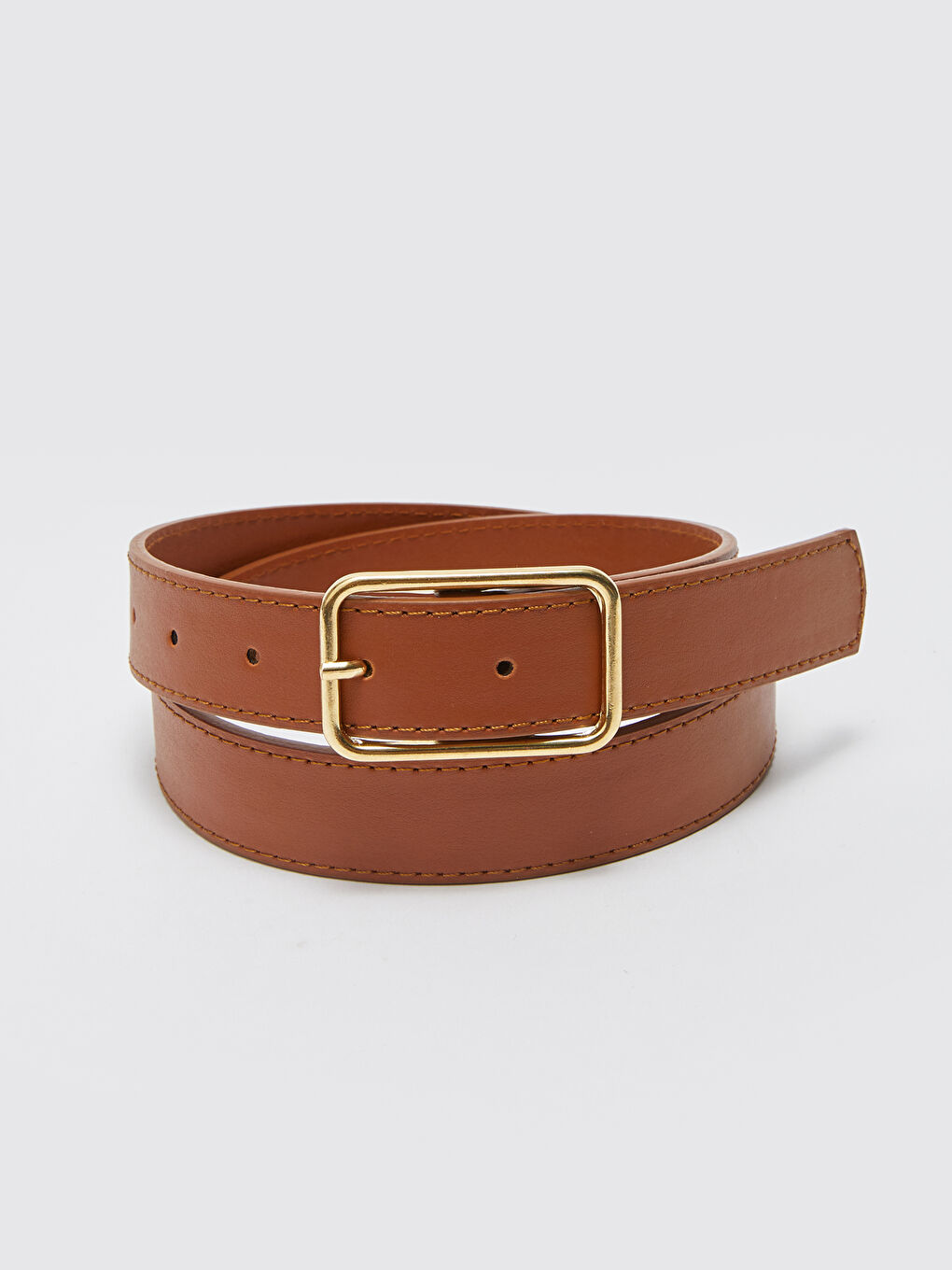 Kahverengi Deri Görünümlü Kadın Kemer