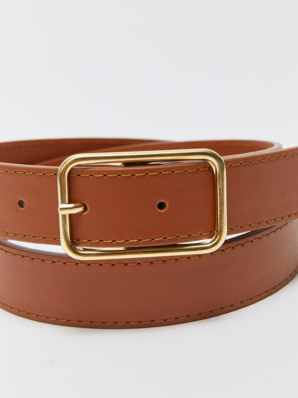 Kahverengi Deri Görünümlü Kadın Kemer-3