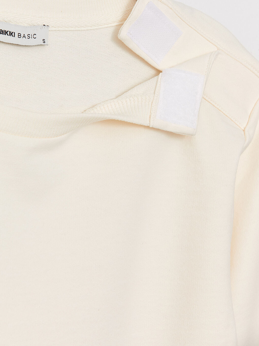 Ekru Bisiklet Yaka Düz Uzun Kollu Kadın Sweatshirt-8