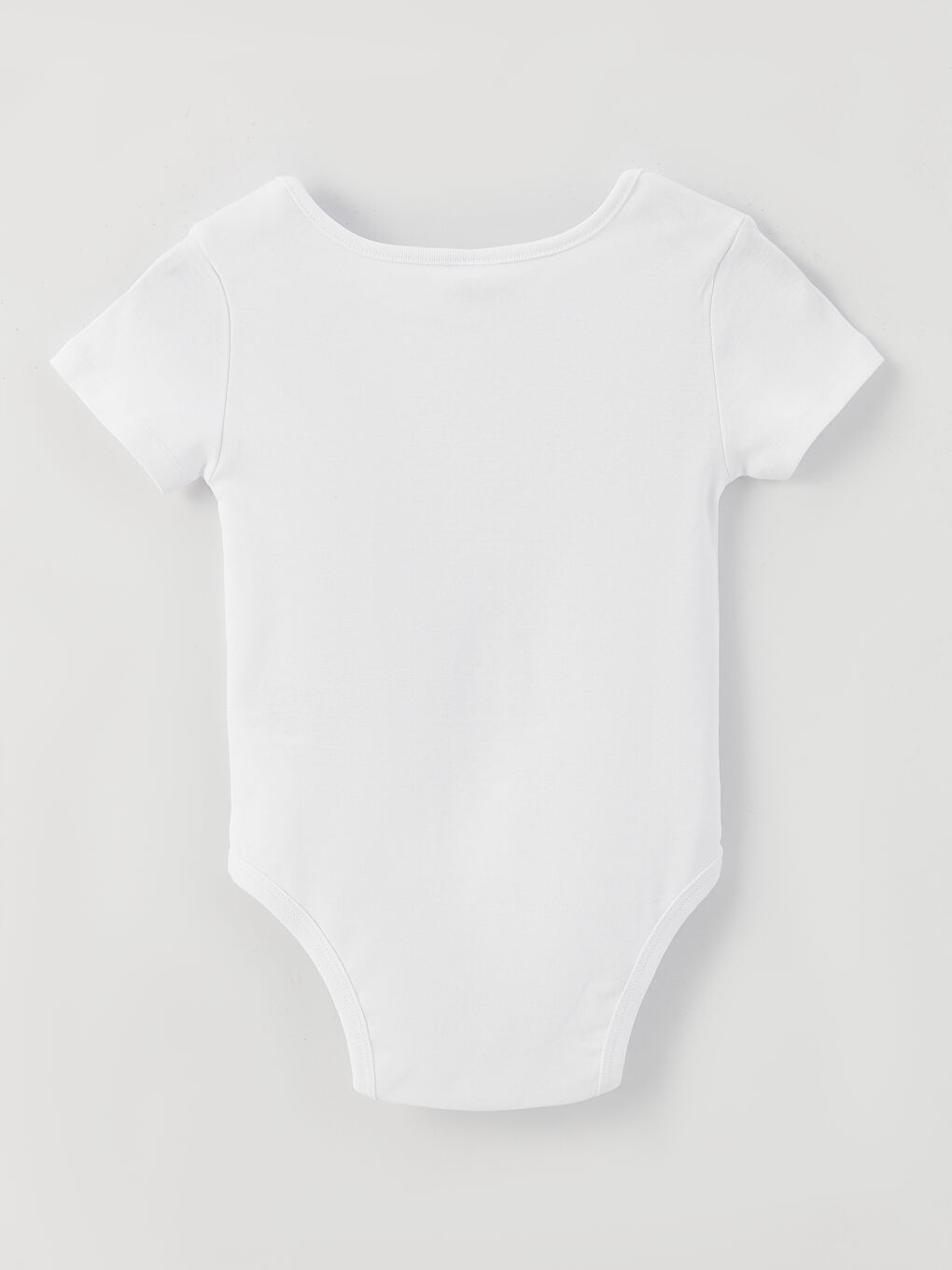 Beyaz Bisiklet Yaka Basic Kısa Kollu Unisex Çocuk Çıtçıtlı Body-1