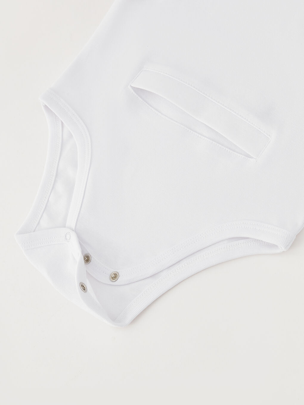 Beyaz Bisiklet Yaka Basic Kısa Kollu Unisex Çocuk Çıtçıtlı Body-2