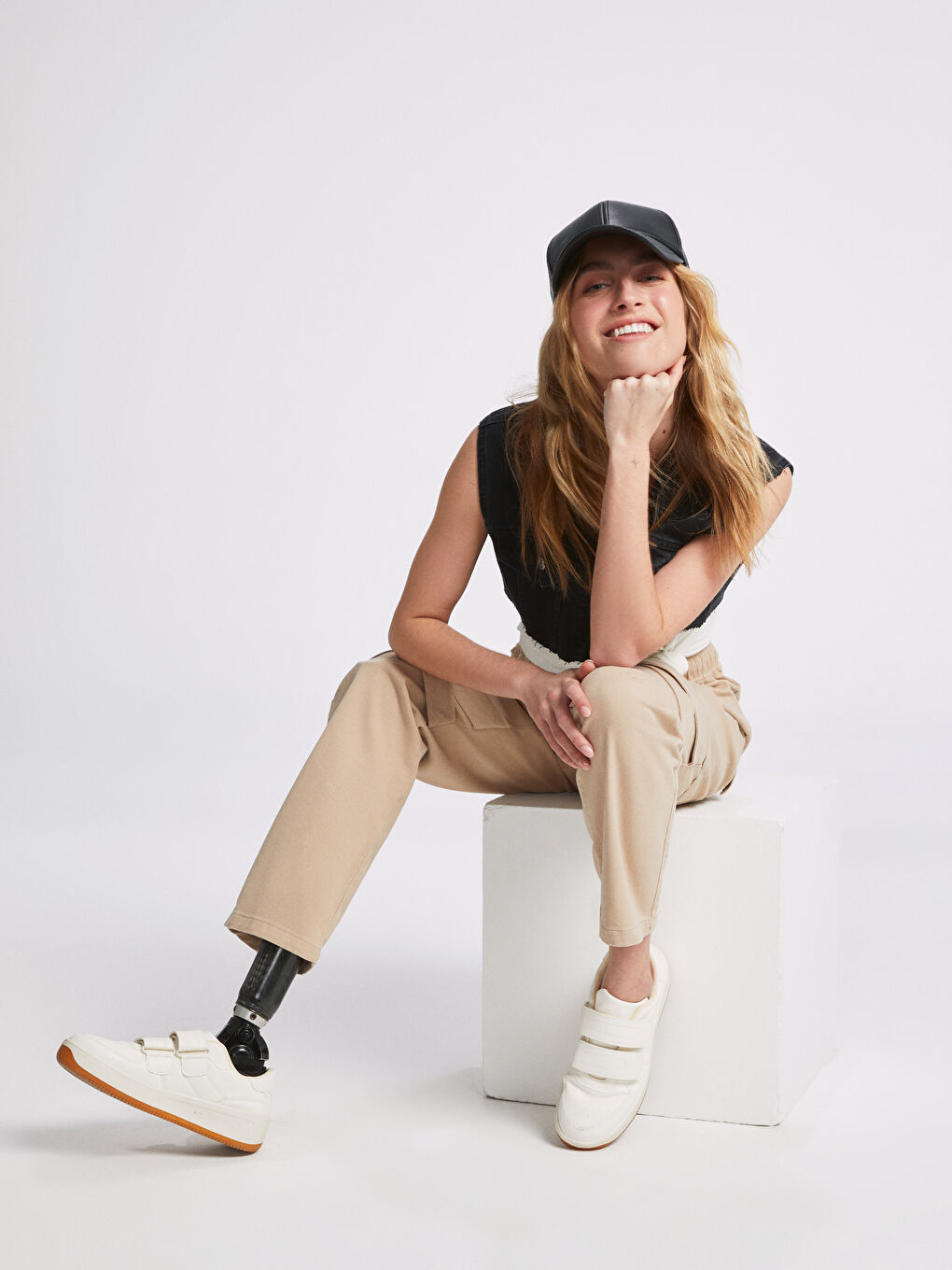 Bej Standart Fit Gabardin Kadın Kargo Pantolon