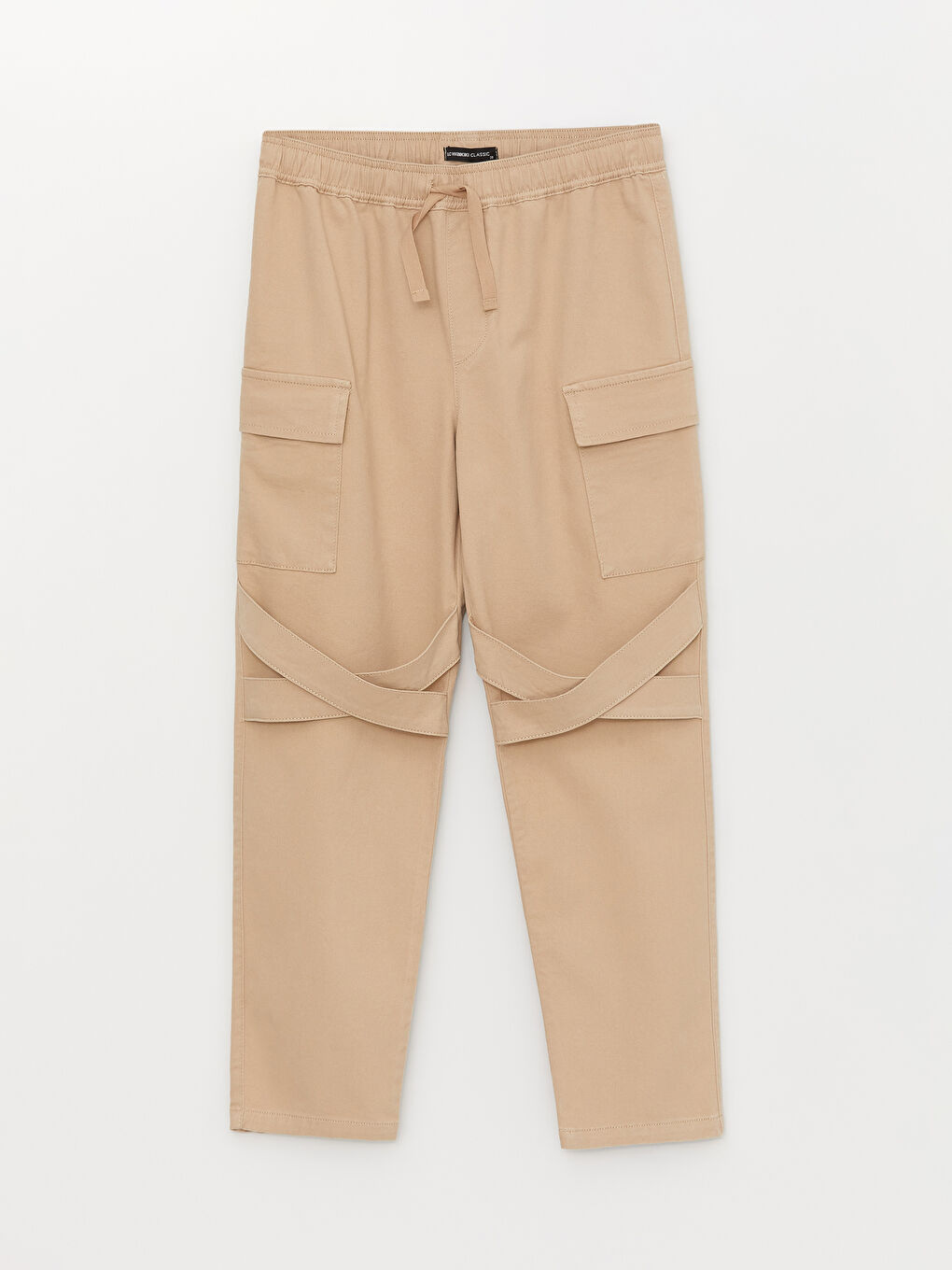 Bej Standart Fit Gabardin Kadın Kargo Pantolon-5