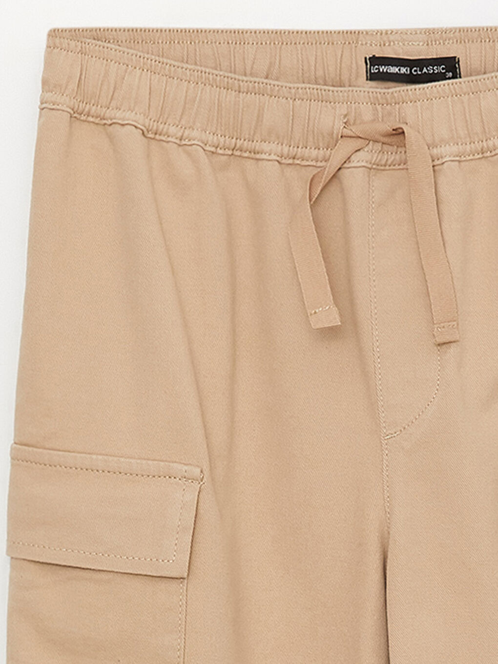 Bej Standart Fit Gabardin Kadın Kargo Pantolon-7