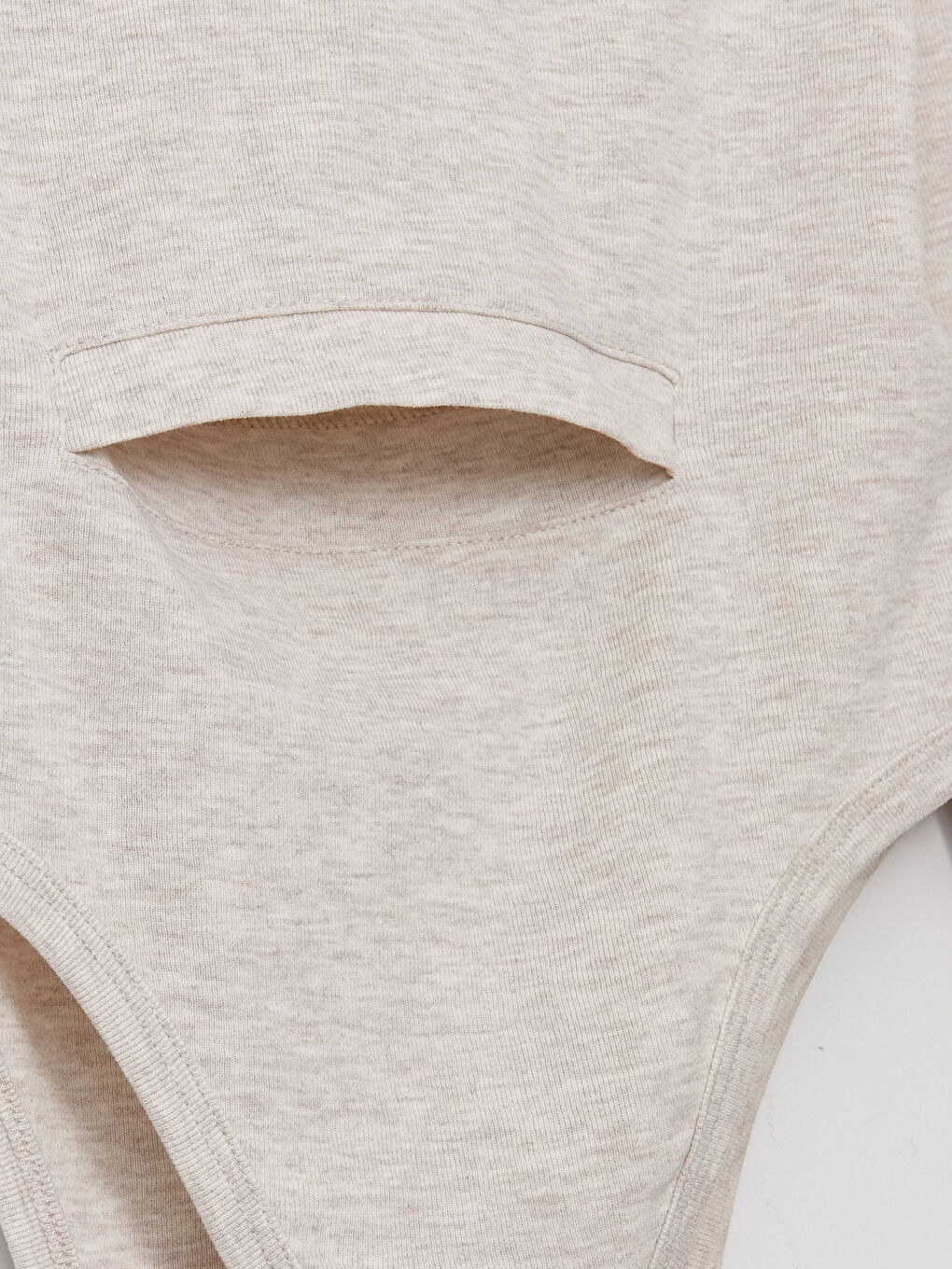 Bej Bisiklet Yaka Basic Uzun Kollu Unisex Çocuk Çıtçıtlı Body-3