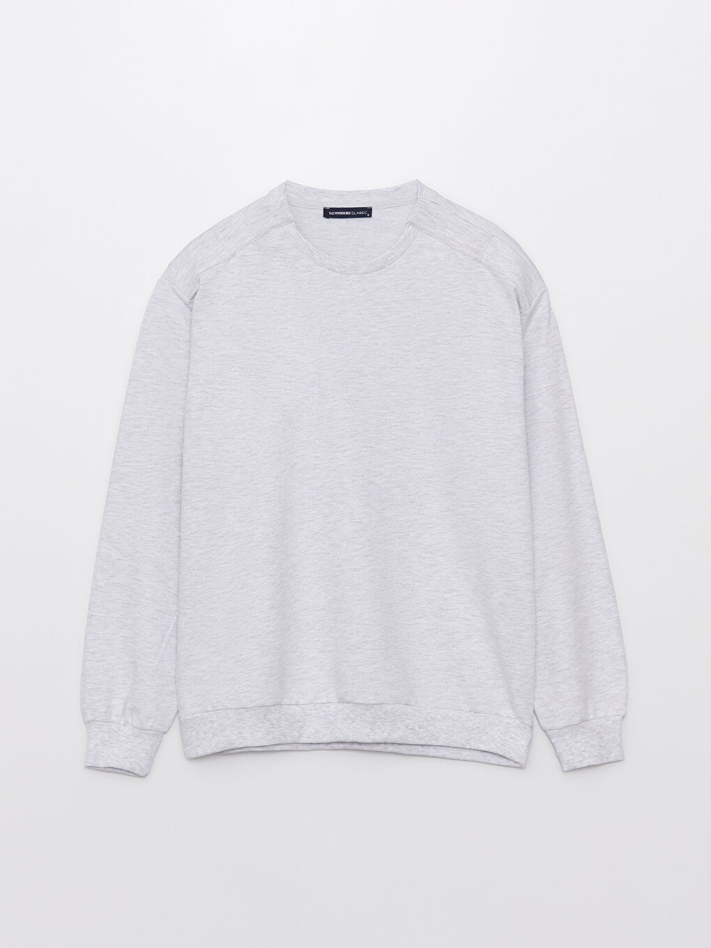 Beyaz Bisiklet Yaka Uzun Kollu Erkek Sweatshirt-7