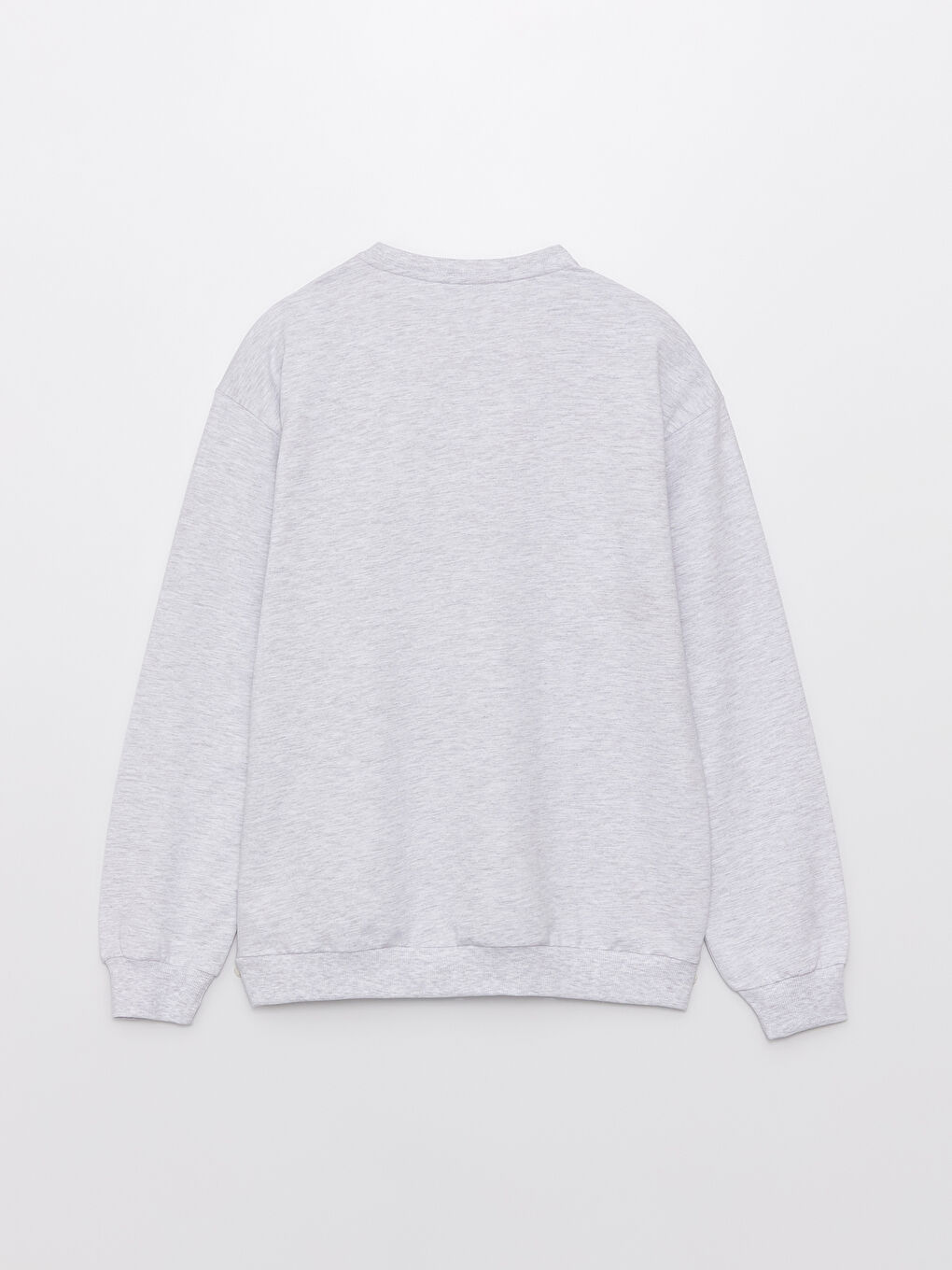 Beyaz Bisiklet Yaka Uzun Kollu Erkek Sweatshirt-8