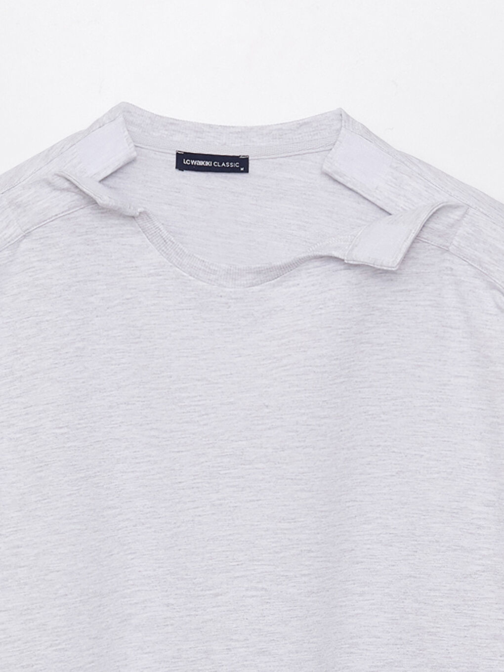 Beyaz Bisiklet Yaka Uzun Kollu Erkek Sweatshirt-9