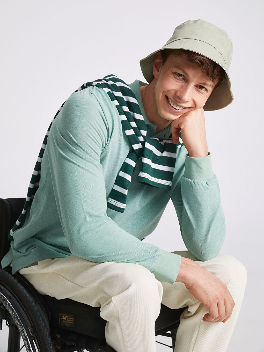 Polo Neck Long Sleeve Men's Sweatshirt-3