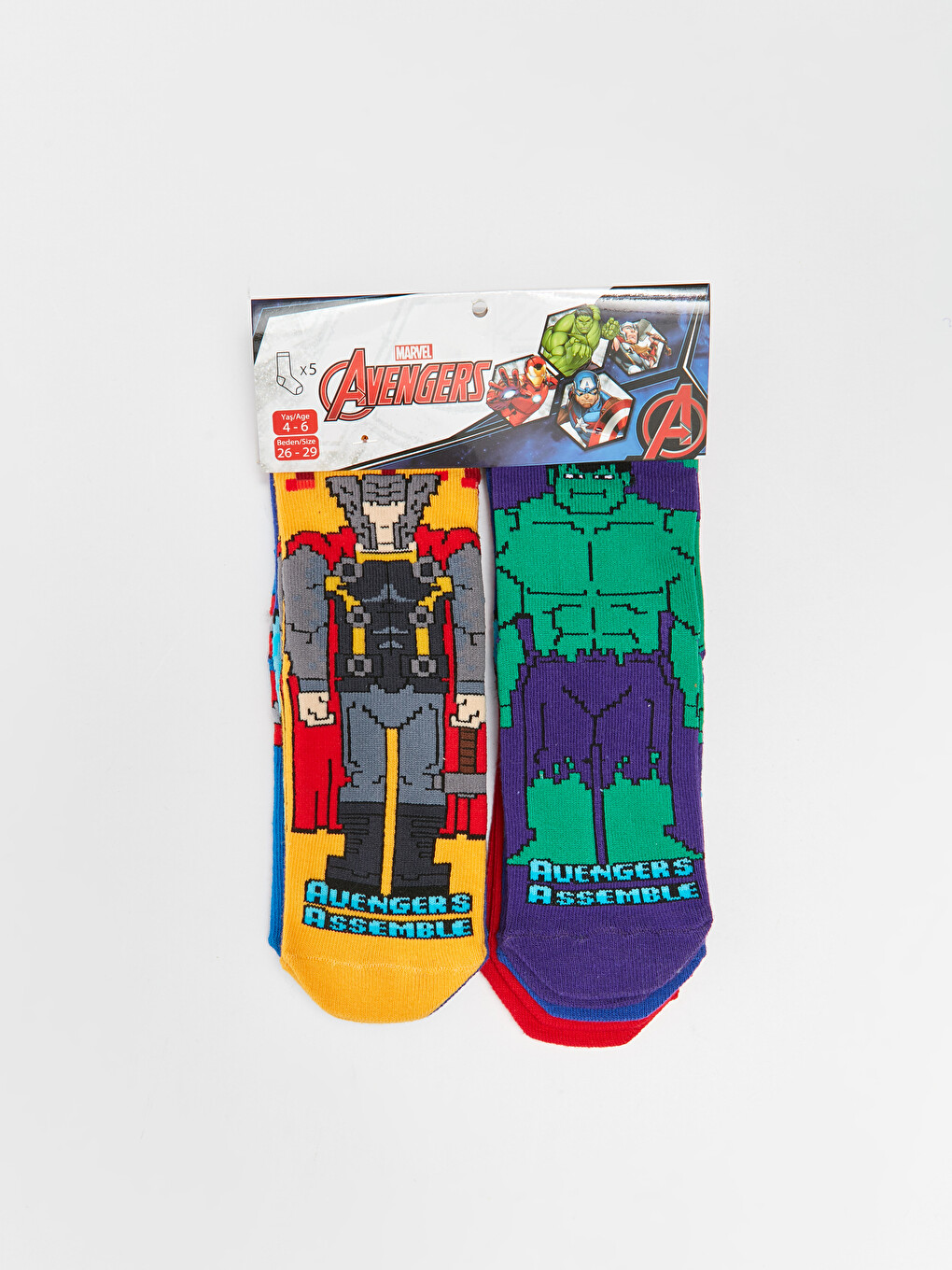 Avengers Patterned Boys Socks 5 Pack-2