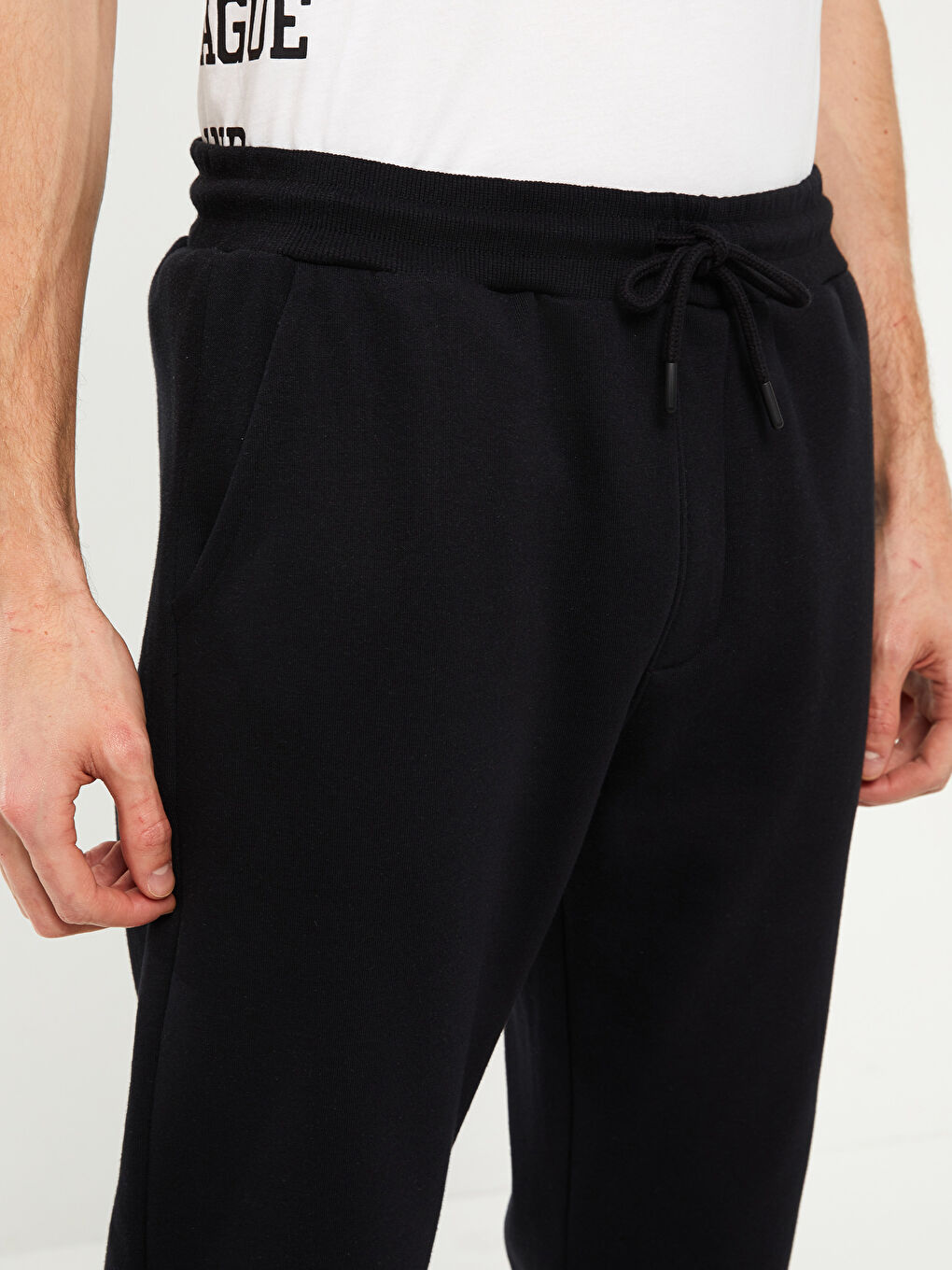 Siyah Slim Fit Erkek Kalın Jogger Eşofman Altı-2