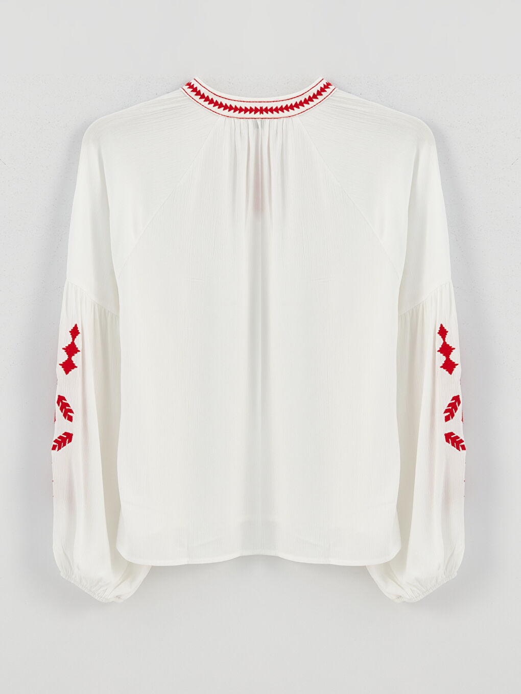 LCW Vision Bound Collar Embroidered Long Sleeve Oversize Women's Blouse -S3HN20Z8-V49