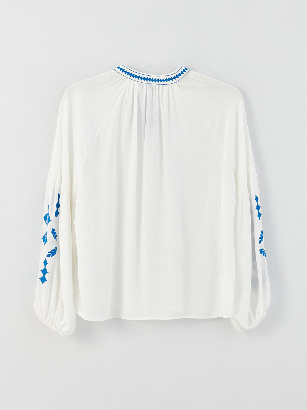 Bound Collar Embroidered Long Sleeve Oversize Women's Blouse -S3HN20Z8-V6W