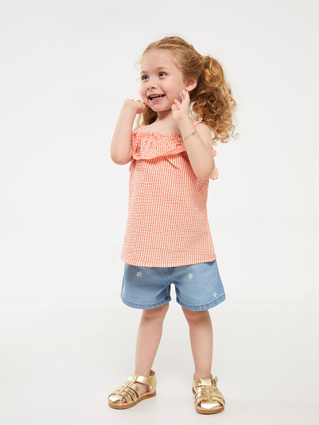 LCW baby Boat Neck Boat Collar Short Sleeve Printed Baby Girl Blouse -S3HN34Z1-LR8