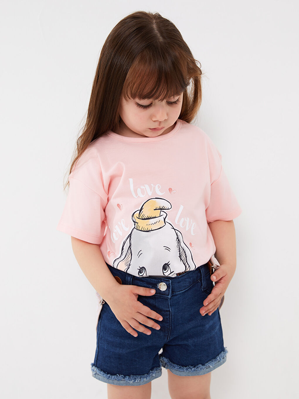 Pembe Bisiklet Yaka Kısa Kollu Baskılı Kız Bebek Tişört-1