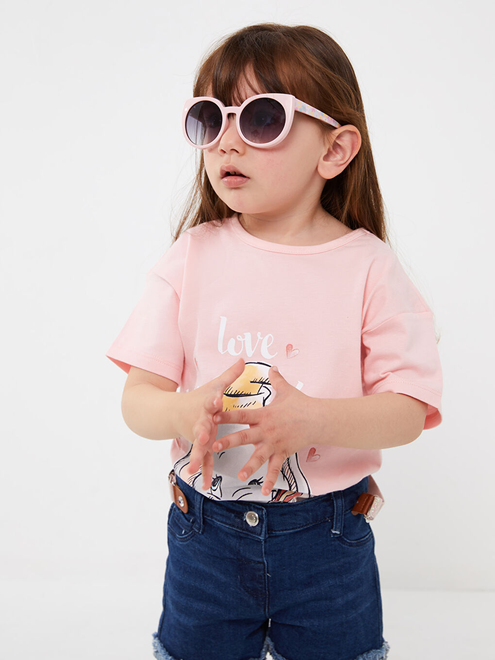 Pembe Bisiklet Yaka Kısa Kollu Baskılı Kız Bebek Tişört-2