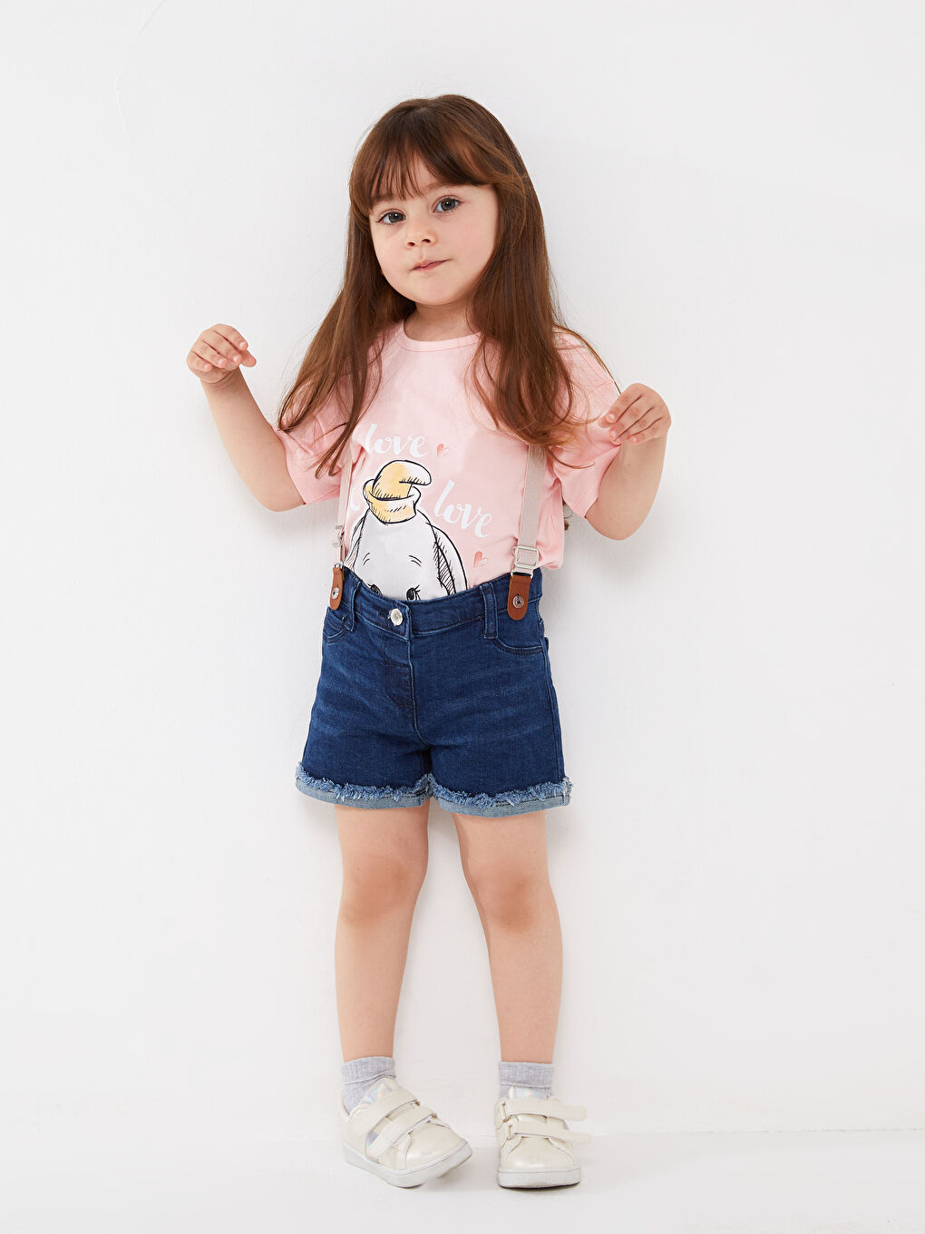 Pembe Bisiklet Yaka Kısa Kollu Baskılı Kız Bebek Tişört-3