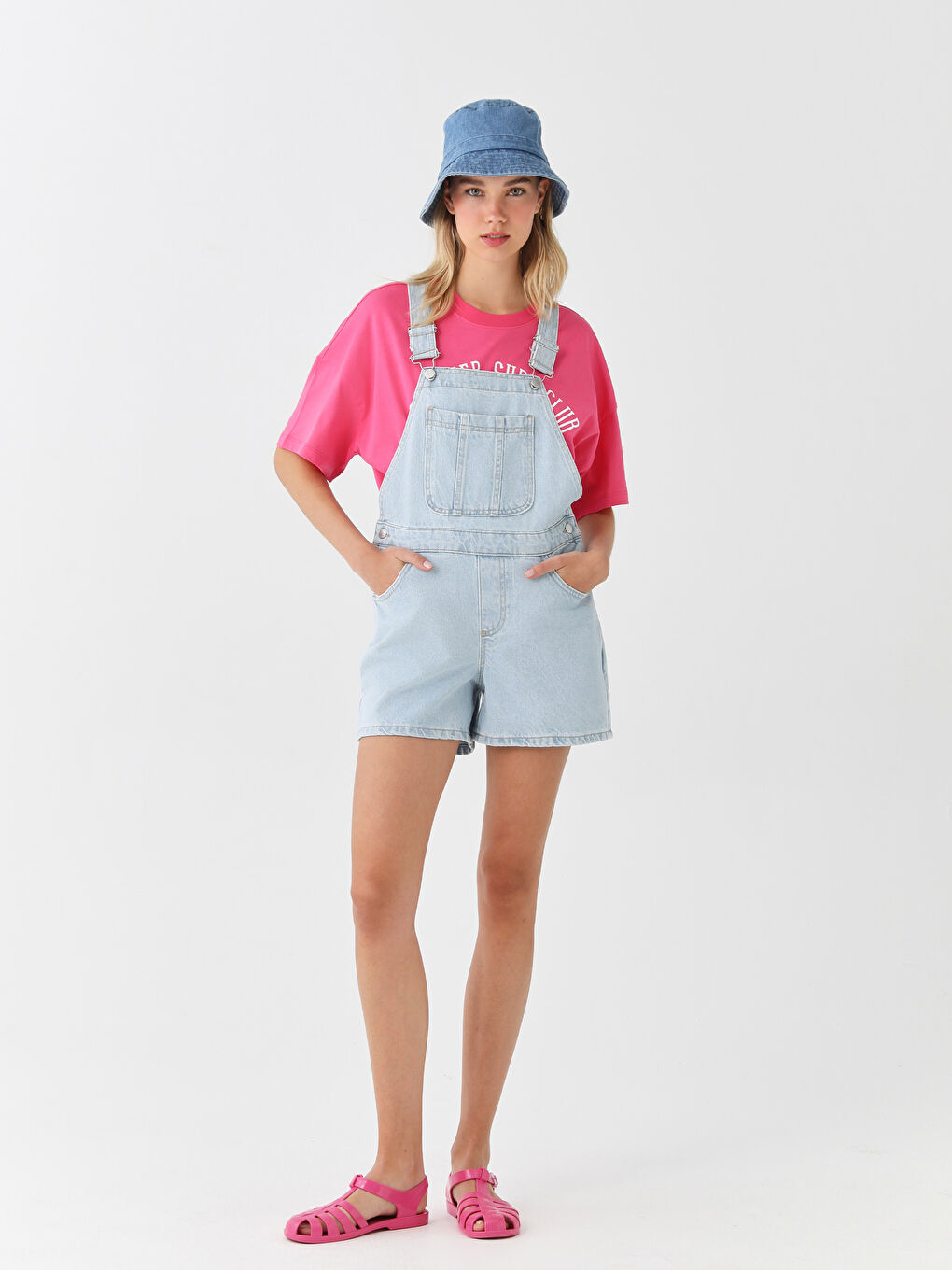 İndigo Kare Yaka Düz Cep Detaylı Kadın Jean Salopet-2