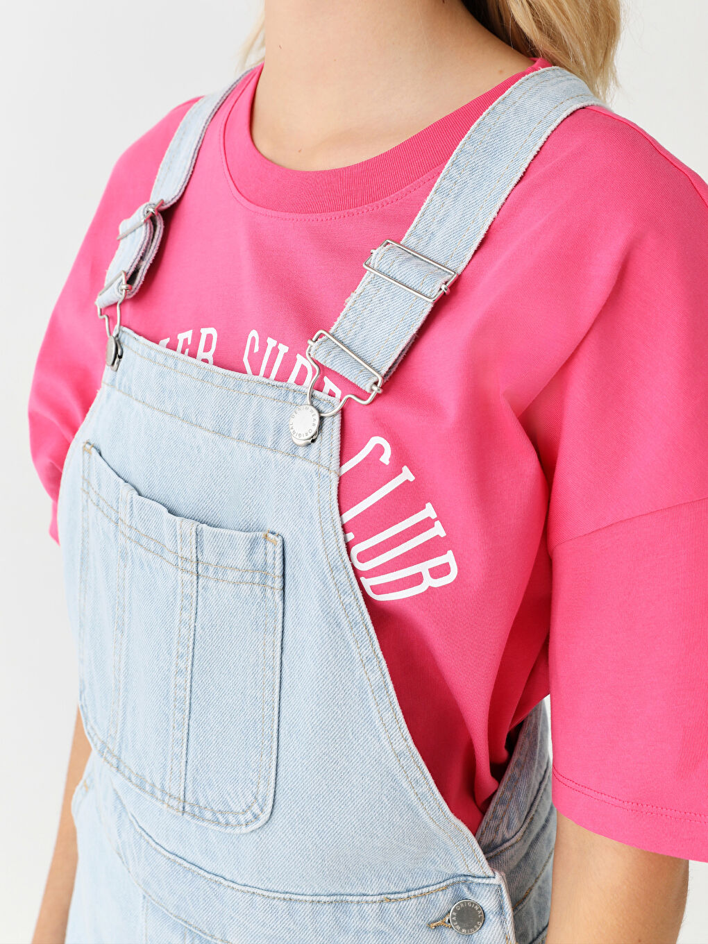 İndigo Kare Yaka Düz Cep Detaylı Kadın Jean Salopet-3