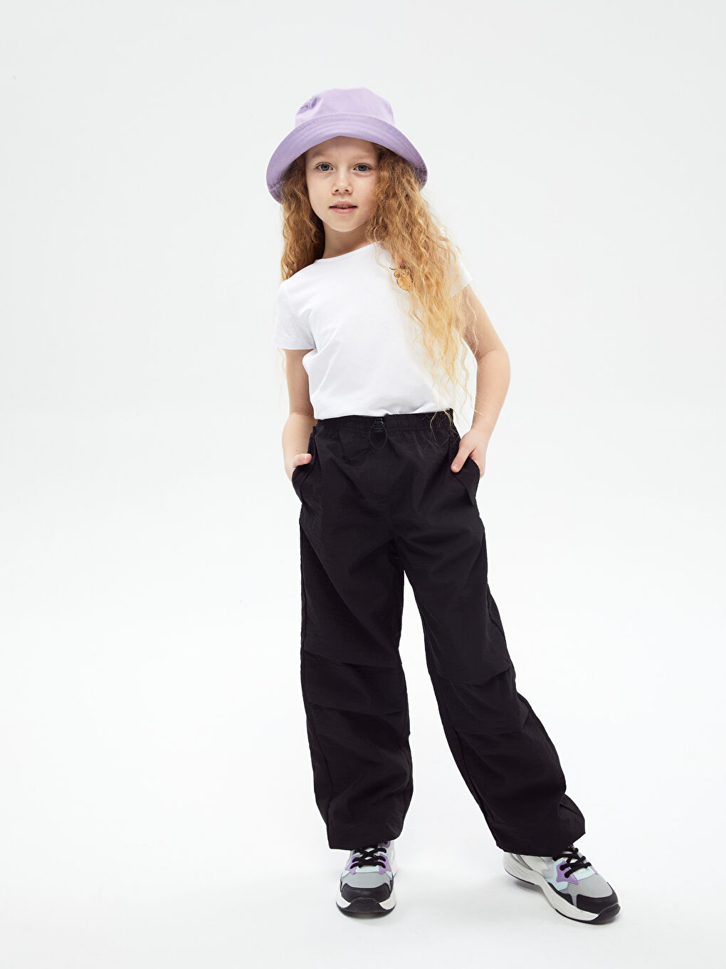 Elasticated Waist Basic Girls' Jogger Trousers-2