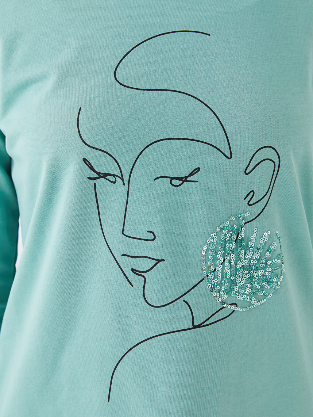 Crew Neck Printed Long Sleeve Women's Tunic-3